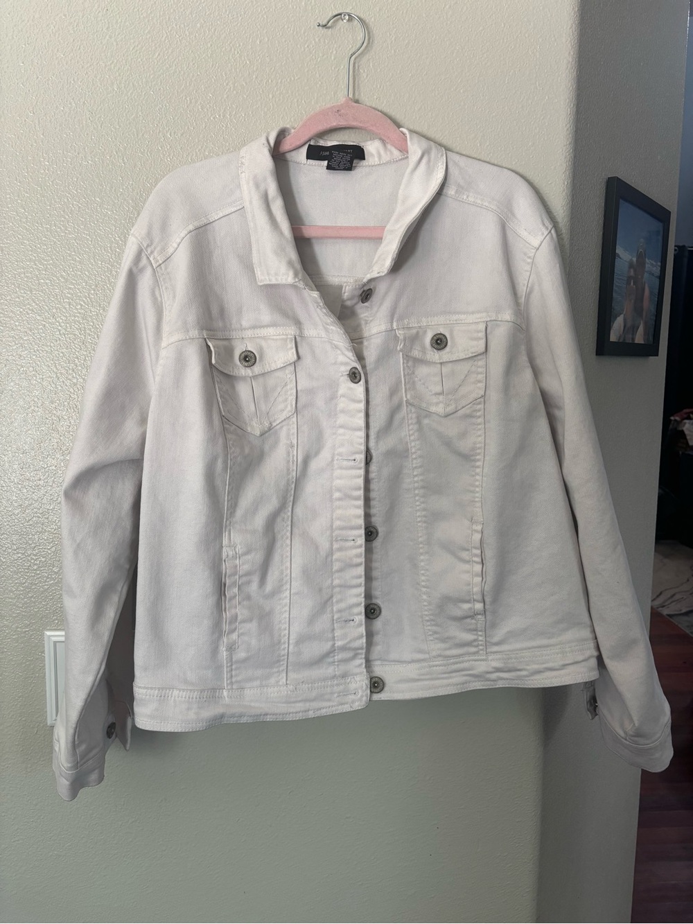 Ashley Stewart White Denim Trucker Jacket Plus Size 22/24